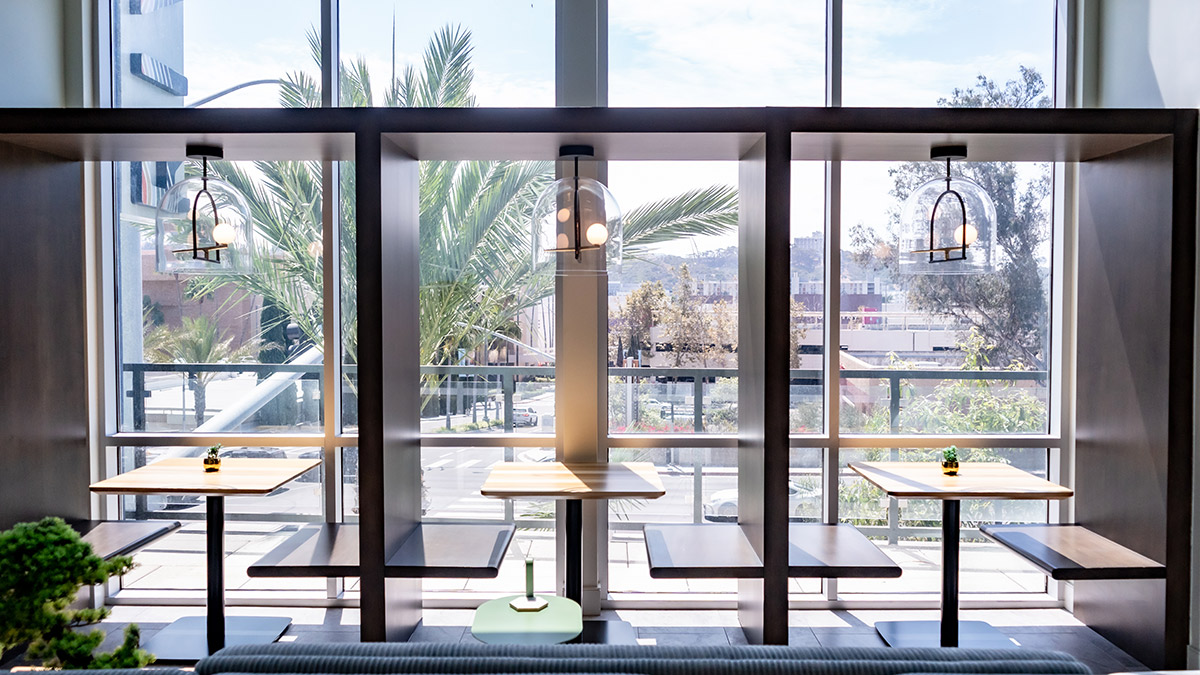 Interior view through commercial window system