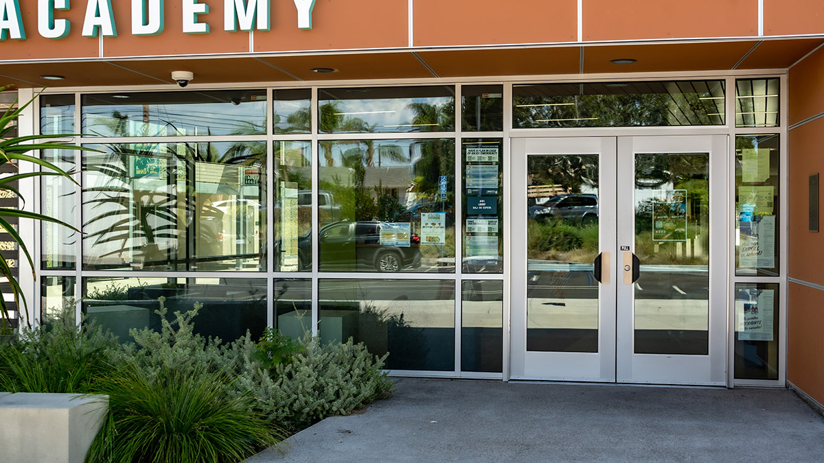Completed commercial glass facade